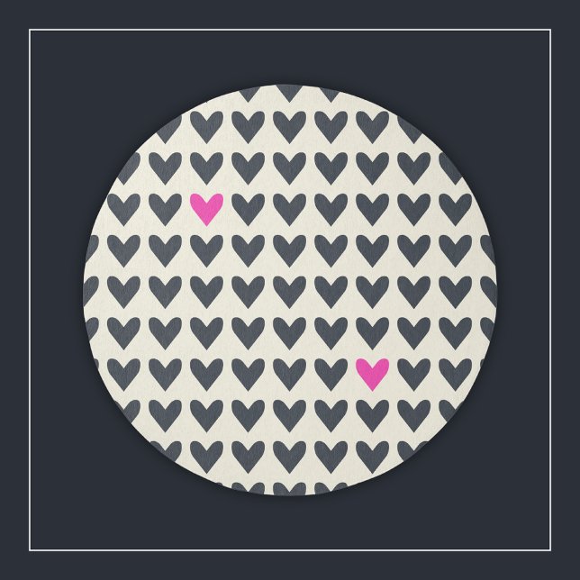 Cute Pop Art Hearts in Mod Dark Gray and Hot Pink Rug (Creator Uploaded)