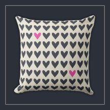 Cute Pop Art Hearts in Mod Dark Gray and Hot Pink