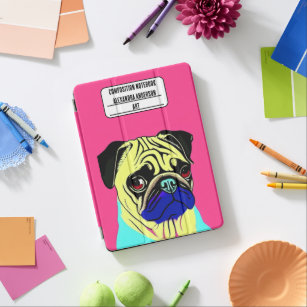 Cute Pop art pug portrait on pink Composition iPad Air Cover