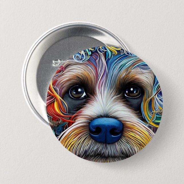 Cute Pop Art Terrier   Button (Front & Back)