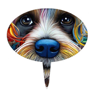 Cute Pop Art Terrier Cake Topper
