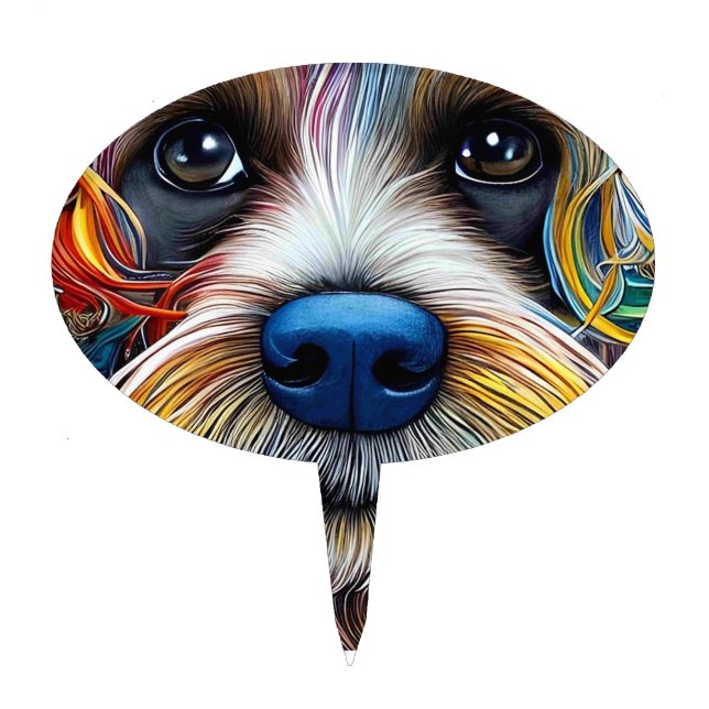 Cute Pop Art Terrier   Cake Topper (Front)