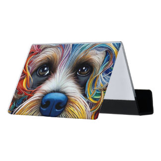 Cute Pop Art Terrier Desk Business Card Holder