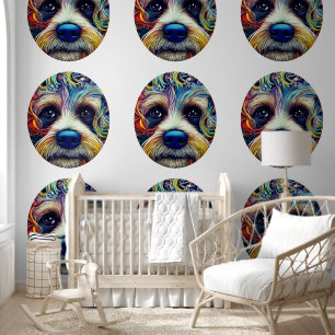 Cute Pop Art Terrier Framed in White Wallpaper