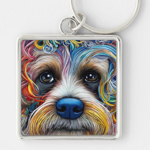 Cute Pop Art Terrier   Keychain