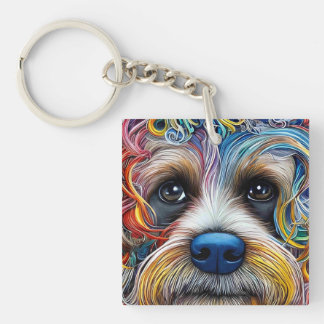 Cute Pop Art Terrier Keychain
