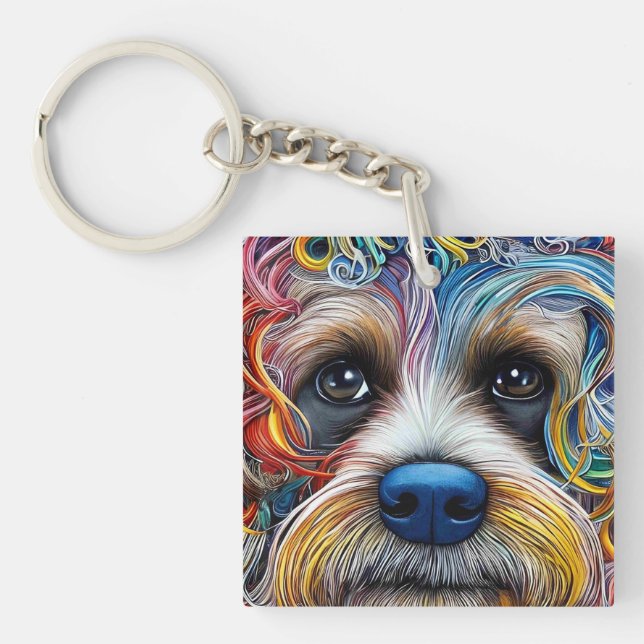 Cute Pop Art Terrier   Keychain (Front)