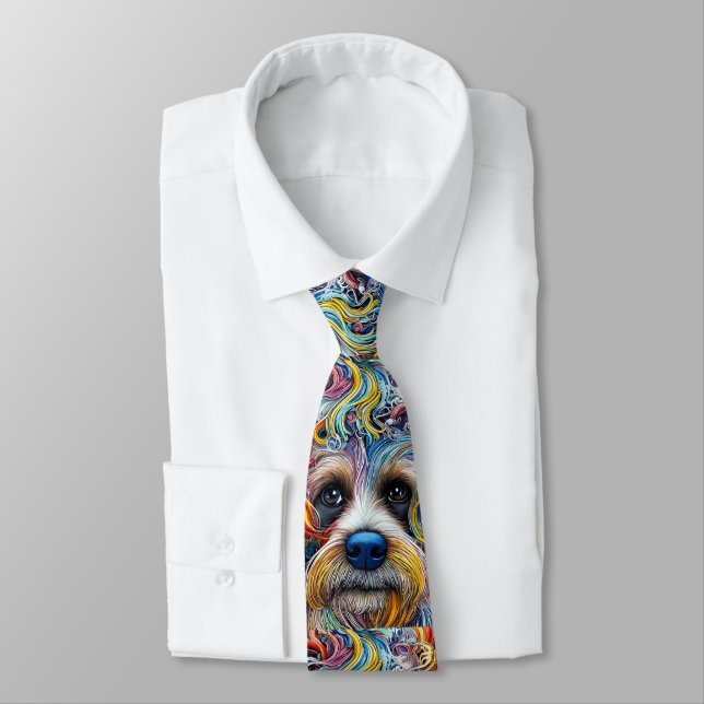 Cute Pop Art Terrier   Neck Tie (Tied)