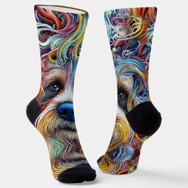 Cute Pop Art Terrier   Socks (Angled)