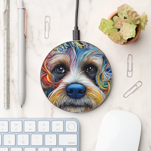 Cute Pop Art Terrier Wireless Charger (Desk)
