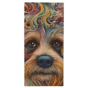 Cute Pop Art Terrier Wood Flash Drive