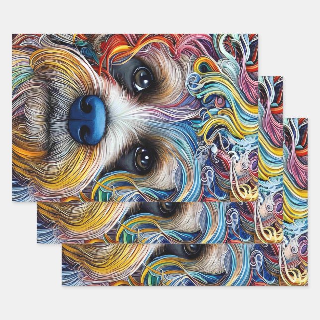 Cute Pop Art Terrier   Wrapping Paper Sheets (Set)