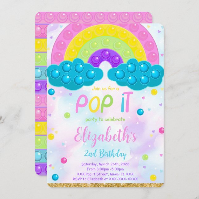 Cute Pop it Birthday Invitation (Front/Back)
