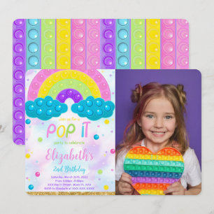 Cute Pop it Birthday Photo Invitation
