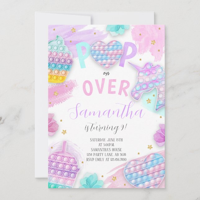 Cute Pop It Fidget Invitation (Front)