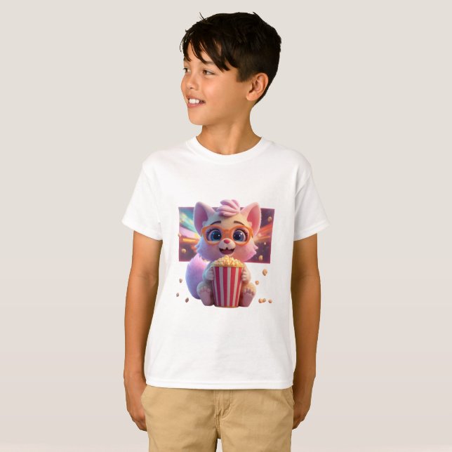Cute Popcorn Kitty T-Shirt (Front Full)