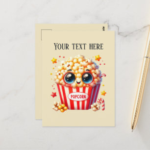Cute popcorn lovers add message postcard