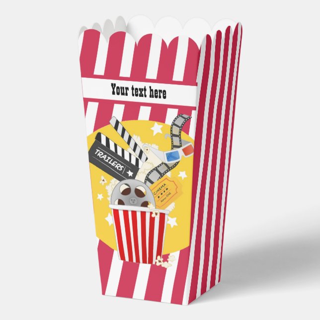 Cute popcorn movie customizable favor boxes (Back)