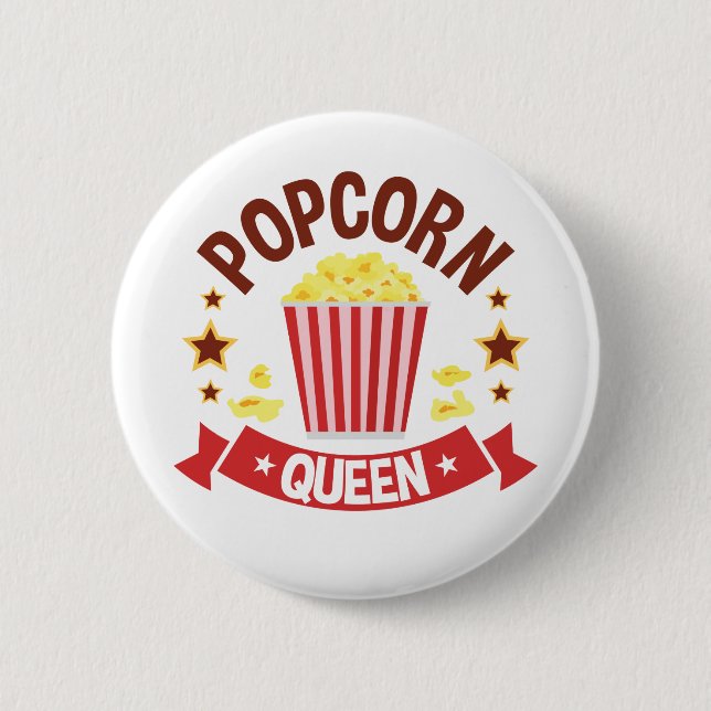 Cute Popcorn Queen Lover Women Girls Button (Front)