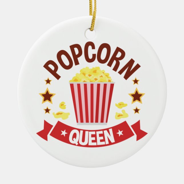 Cute Popcorn Queen Lover Women Girls Ceramic Ornament (Front)