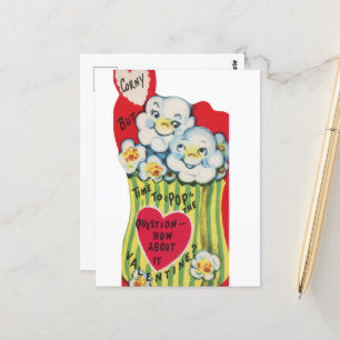 Cute popcorn retro vintage Valentine Postcard