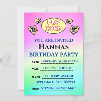 Cute Popcorn Sheep Childrens Birthday Party Invitation