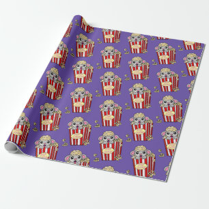Cute Popcorn Sheep Fun Movie Wrapping Paper