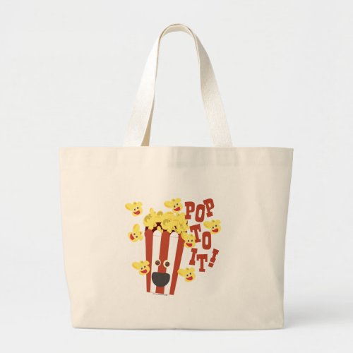 Cute Popcorn Slogan Large Tote Bag