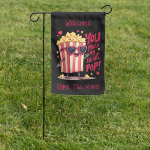 Cute Popcorn Valentine You Make My Heart Pop! Garden Flag