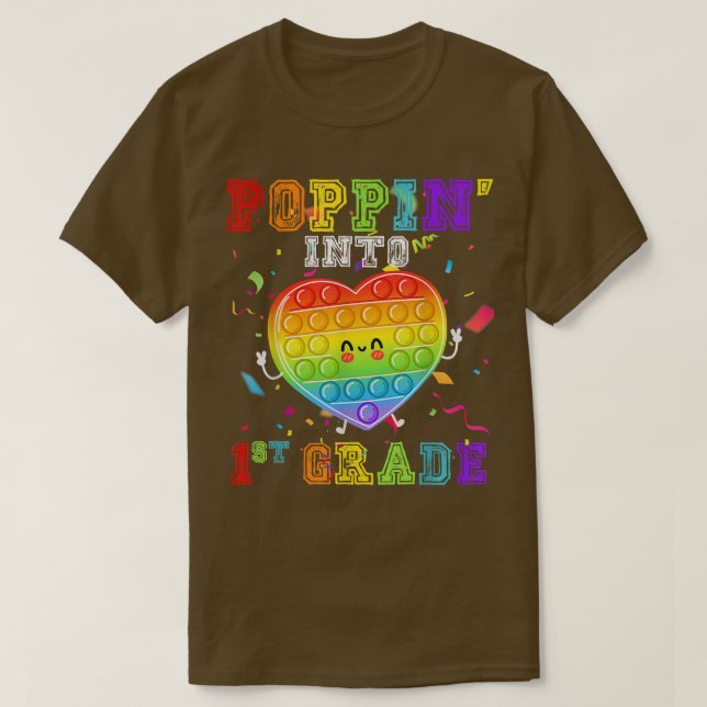 Cute Poppin Into First Grade Fidget Toy First Day  T-Shirt (Design Front)