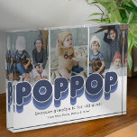 Cute Poppop Grandfather Photo Block<br><div class="desc">Simple grandfather photo block featuring 3 family pictures for you to replace with your own,  the title "poppop",  a personalized saying,  and the grandkids names.</div>