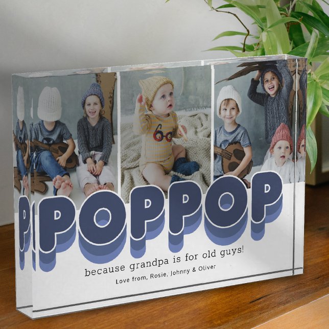 Cute Poppop Grandfather Photo Block (Creator Uploaded)