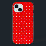 Cute Poppy Red And Classic White Polka Dots Design iPhone 15 Case<br><div class="desc">I created this cute minimalist classic design using the elegant color poppy red and white polka dots as pattern. If you want something different just contact me to find the best way.</div>