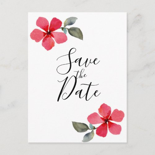 Cute Poppy Red Spring Flowers Floral Save the Date Announcement Postcard