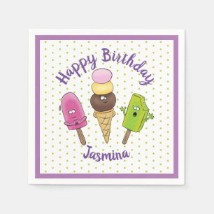 Cute popsicle and icecream cartoon illustration napkins