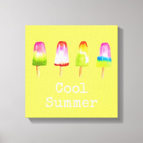 Cute popsicle ice_block Summer watercolor Canvas Print