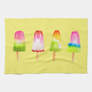 Cute popsicle ice-block Summer watercolor Kitchen Towel