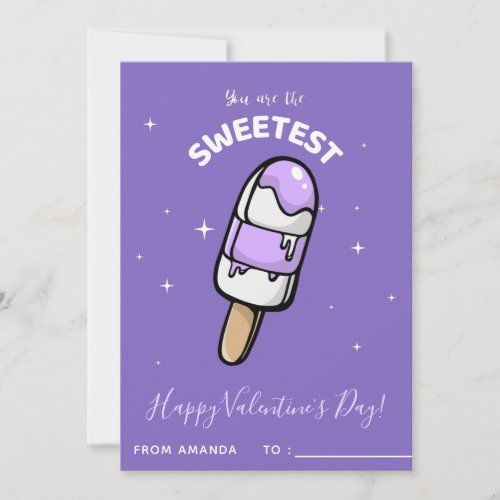 Cute Popsicle Ice_Cream Kids Class Valentines Day Holiday Card