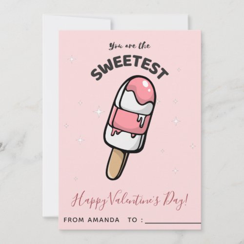 Cute Popsicle Ice_Cream Kids Class Valentines Day Holiday Card