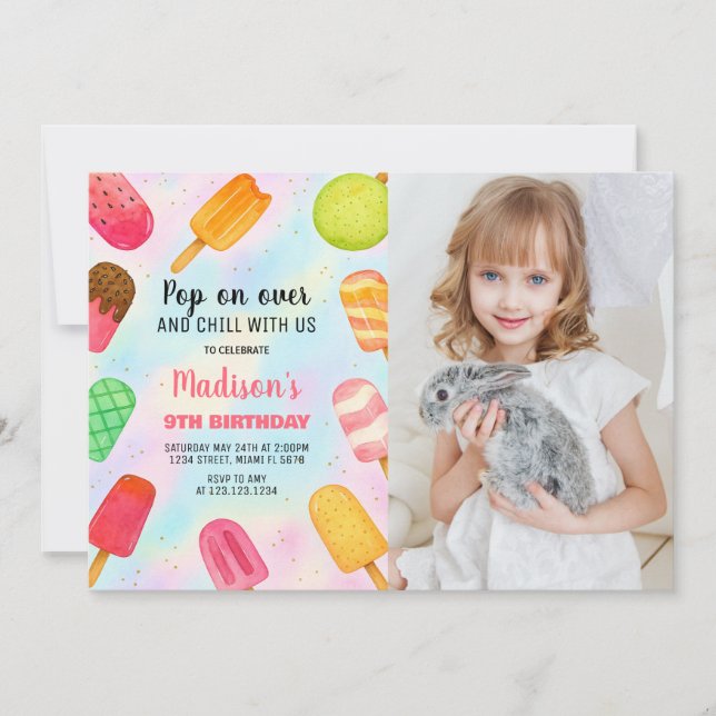 Cute Popsicle Party Birthday Invitation (Front)