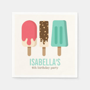 Cute Popsicles Birthday Party Napkins