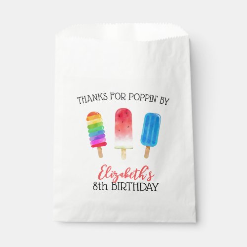 Cute Popsicles Custom Birthday Favor Bag