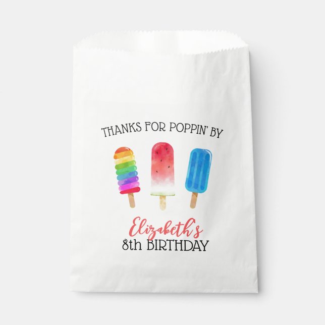 Cute Popsicles Custom Birthday Favor Bag (Front)