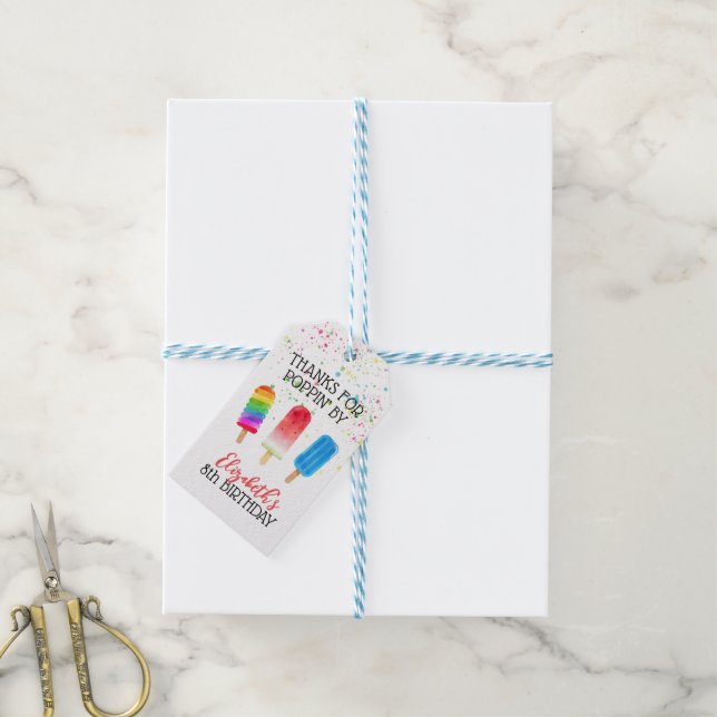 Cute Popsicles Custom Birthday Favor Tag (With Twine)