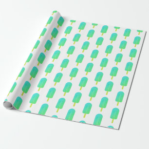 Cute Popsicles Pattern Green/Turquoise Ombre Wrapping Paper