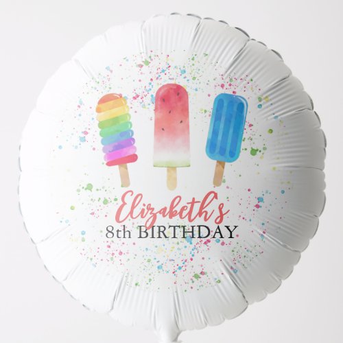 Cute Popsicles Pop on Over Custom Birthday Balloon