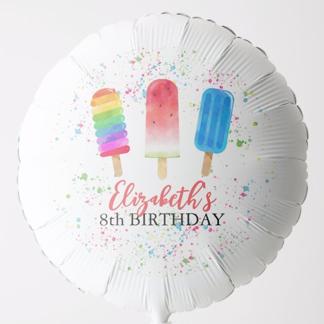 Cute Popsicles Pop on Over Custom Birthday Balloon (Front)