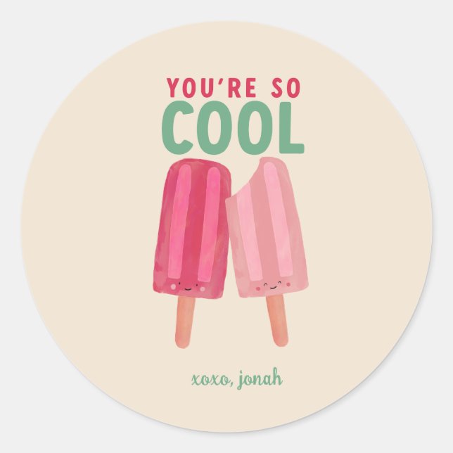 Cute Popsicles Summer Valentine Sticker (Front)