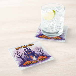 Cute Popular Halloween Spooky Collection Glass Coaster