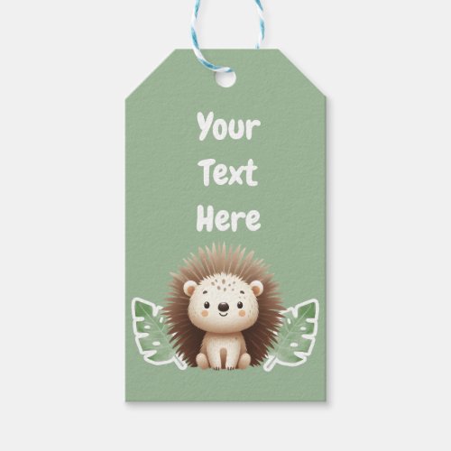 cute porcupine  kids baby   gift tags